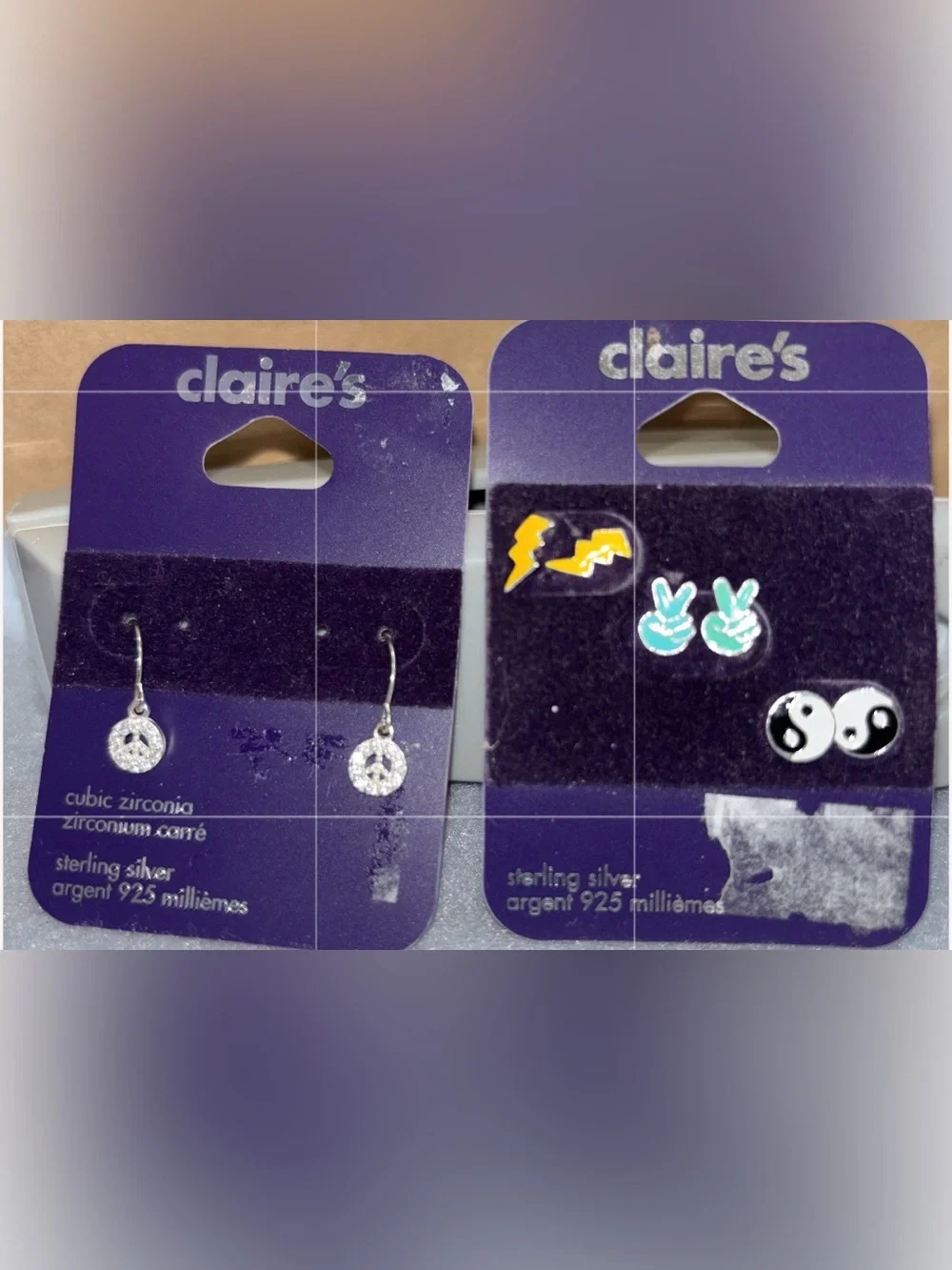 Claire's Kids Sterling Silver Cubic Zirconia Dangle Earrings & Stud Earrings LOT